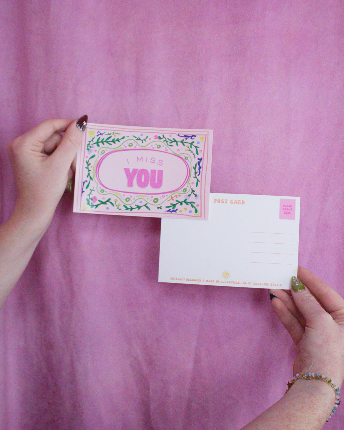 "I Miss You Pink" Vines Post Card