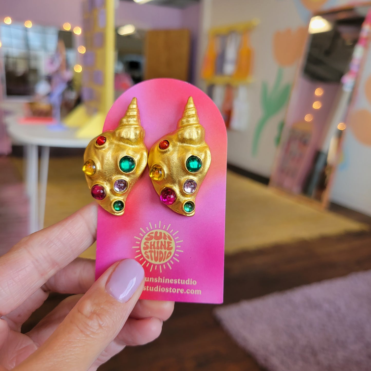 Bejeweled Shell Earrings