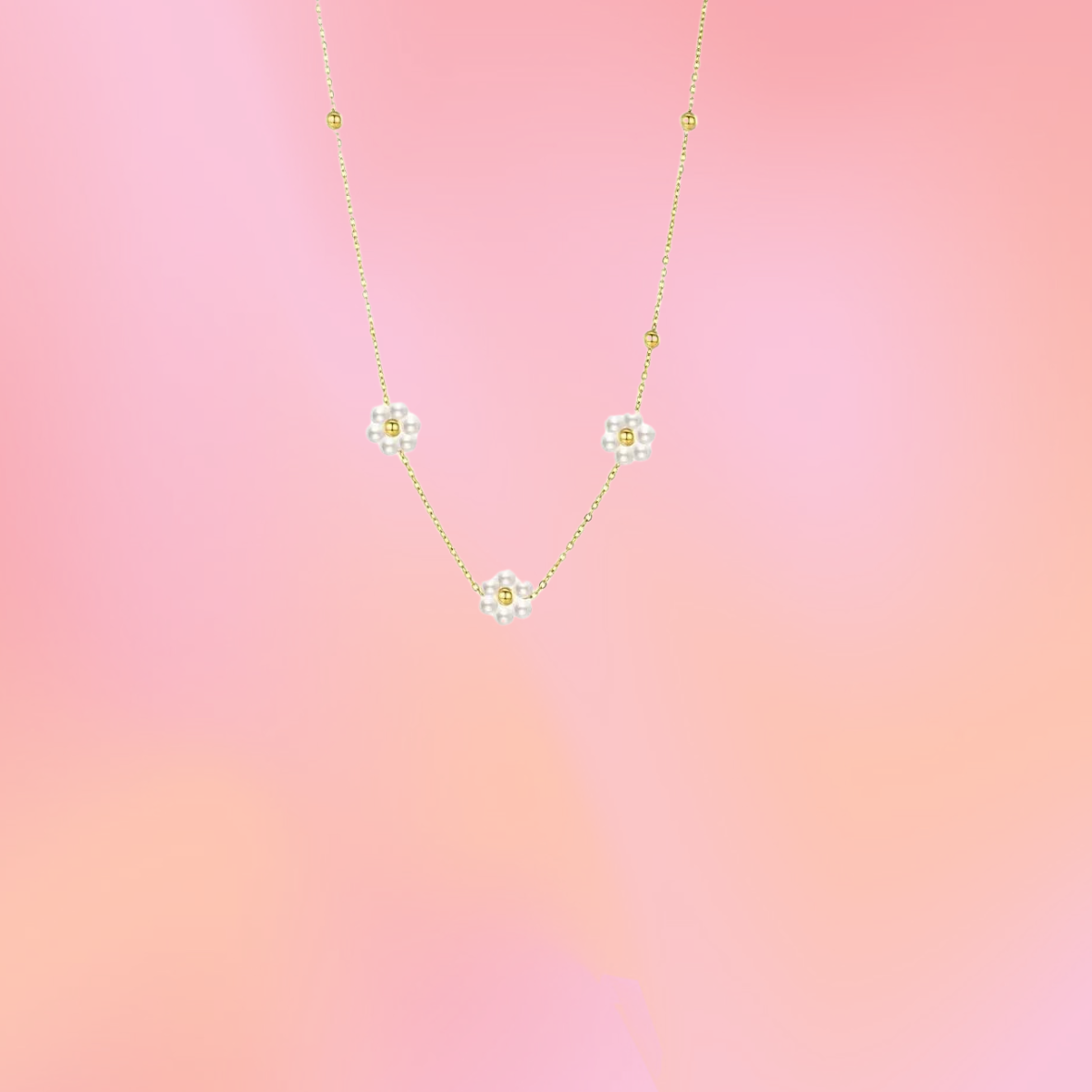 Beaded Daisy Titanium Necklace