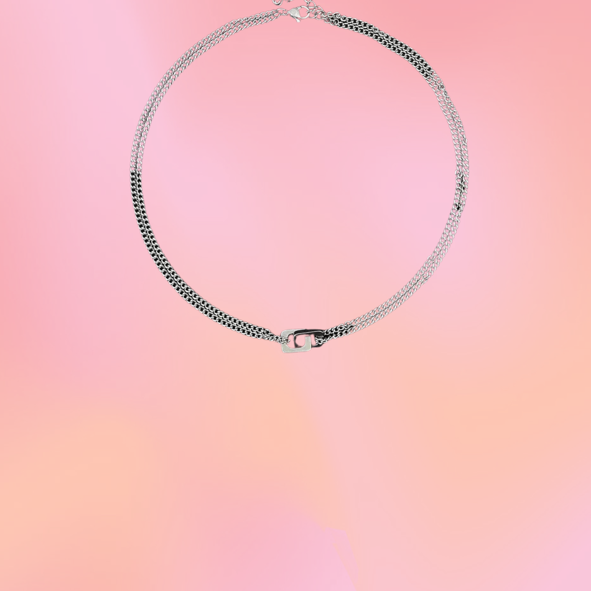 Titanium Double Chain Connector Necklace