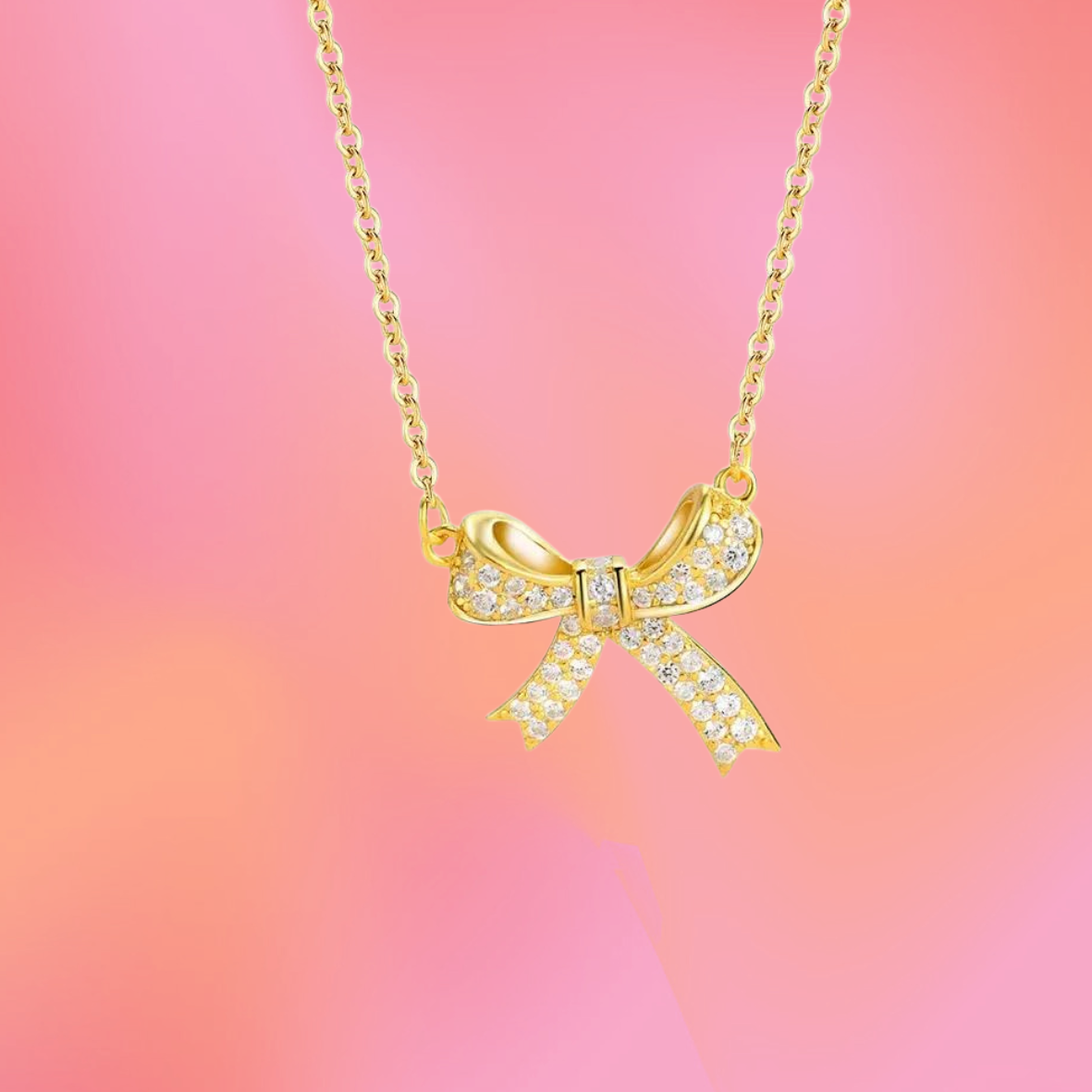 Titanium Sparkly Bow Necklace