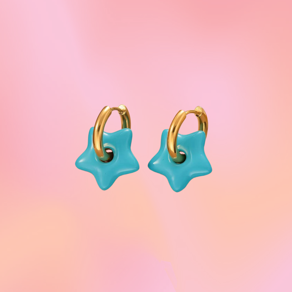 Titanium Puffy Star Earrings