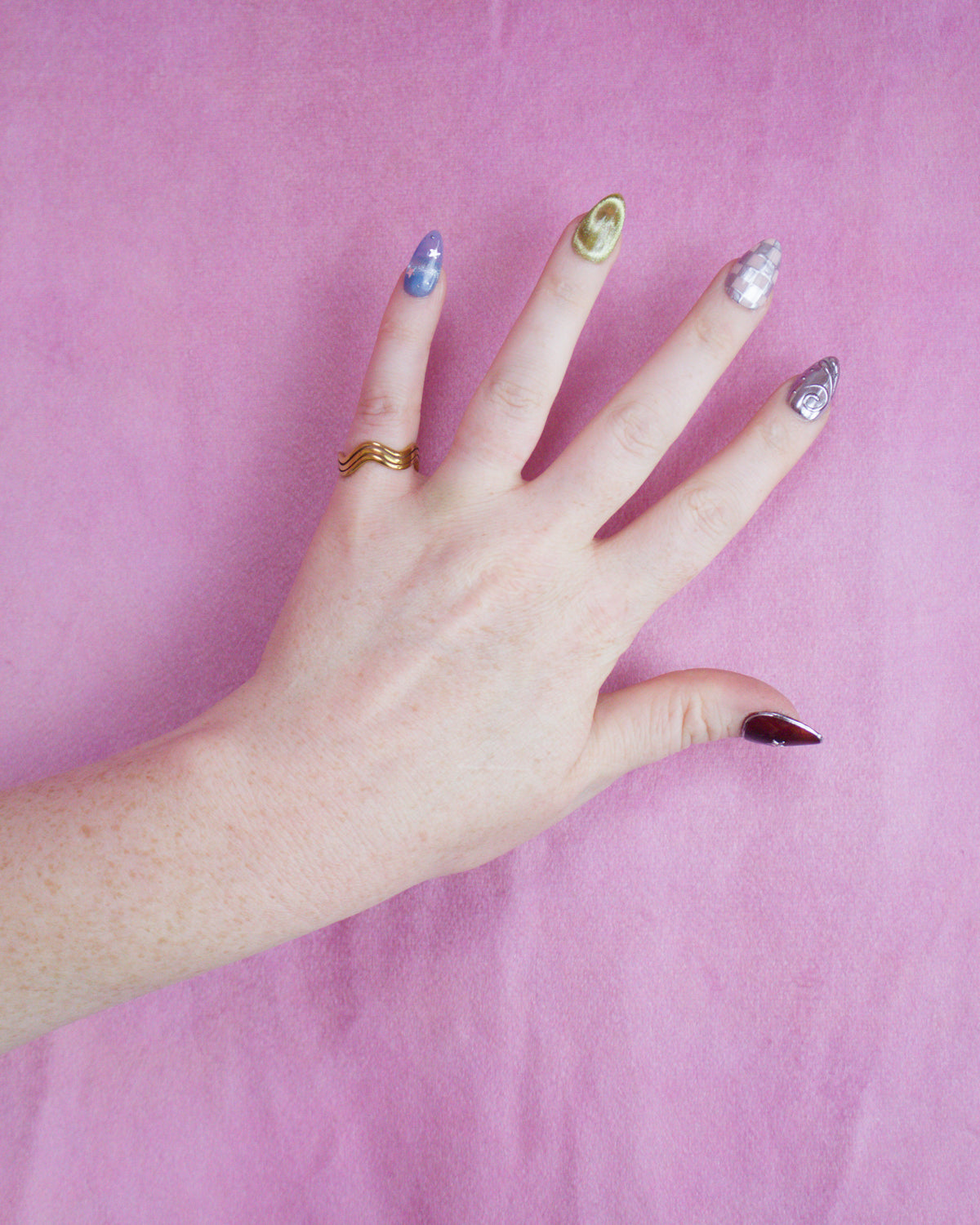 Wavy Stencil Titanium Ring