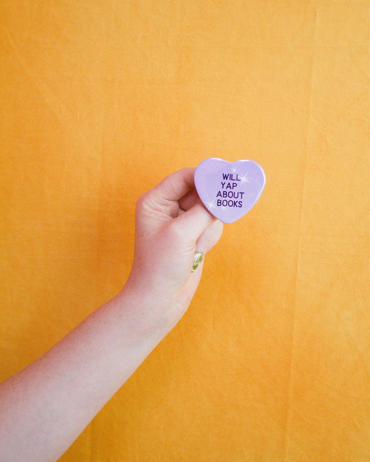 Will Yap About Books Heart Shaped Pin