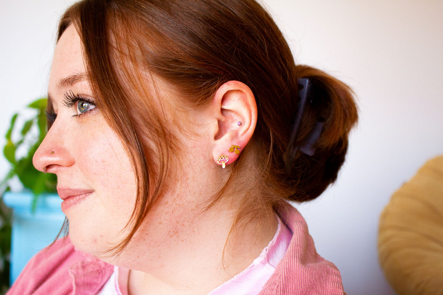 Tiny Cherry Stud Earrings