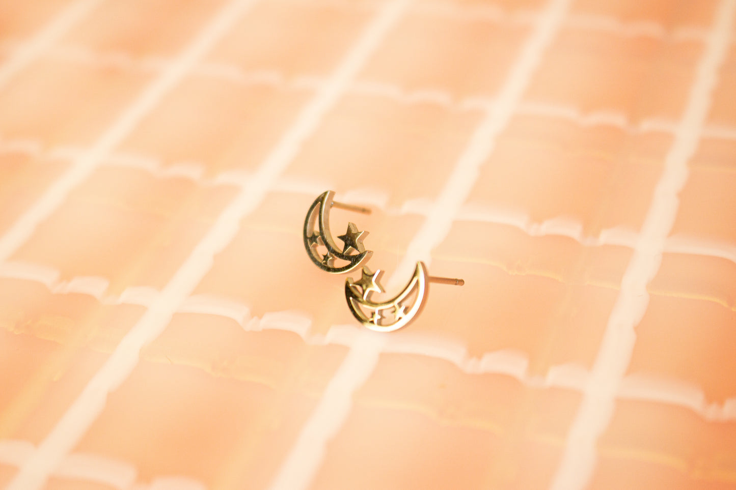 Tiny Moon and Star Stud Earrings