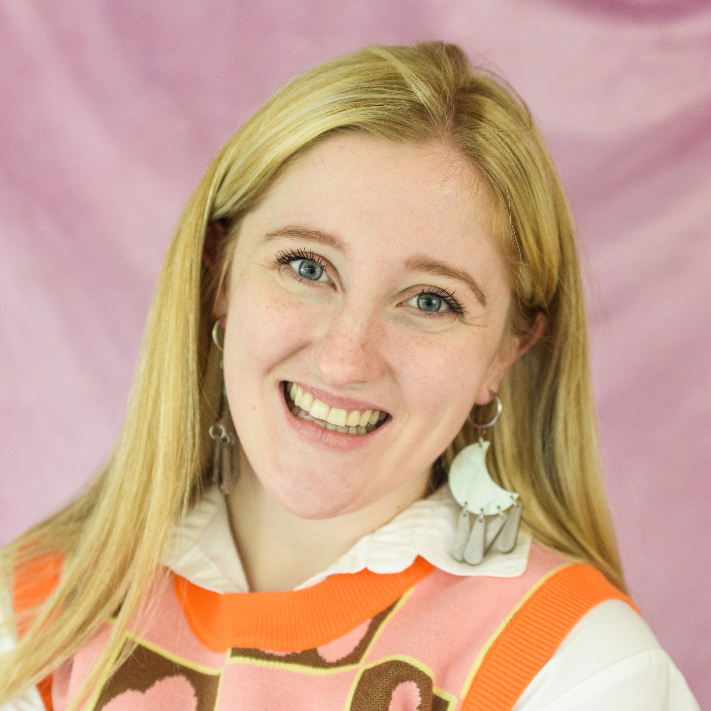 Silver Swirl Moon Statement Earrings