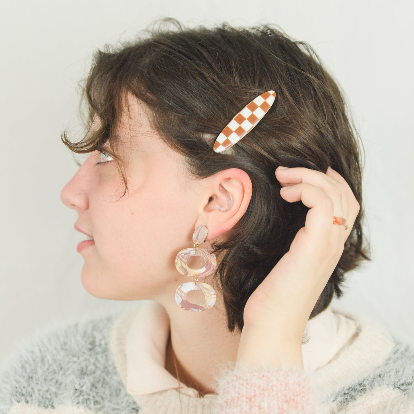 Brown Marble Clip-On