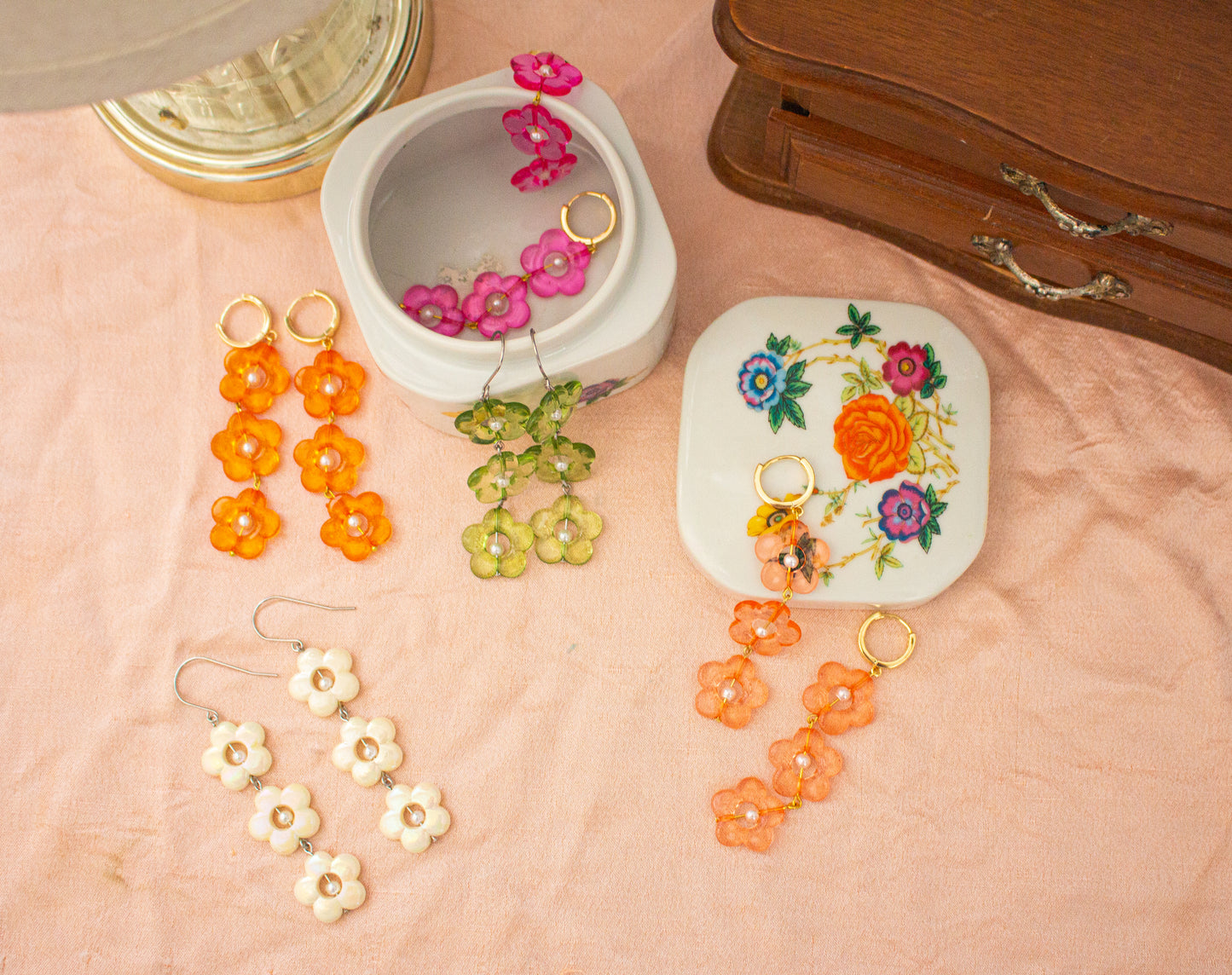 Summer Flower Acrylic Dangle Earrings