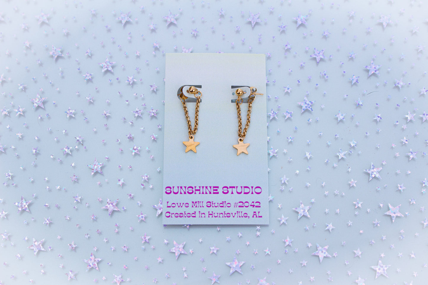 Eyes Full of Stars Titanium Chain Earrings