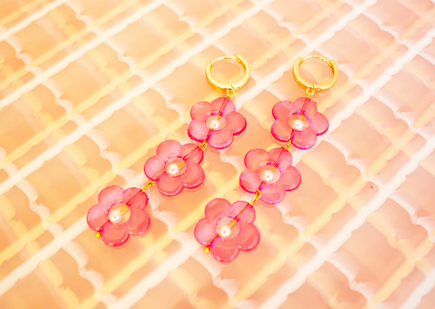 Summer Flower Acrylic Dangle Earrings