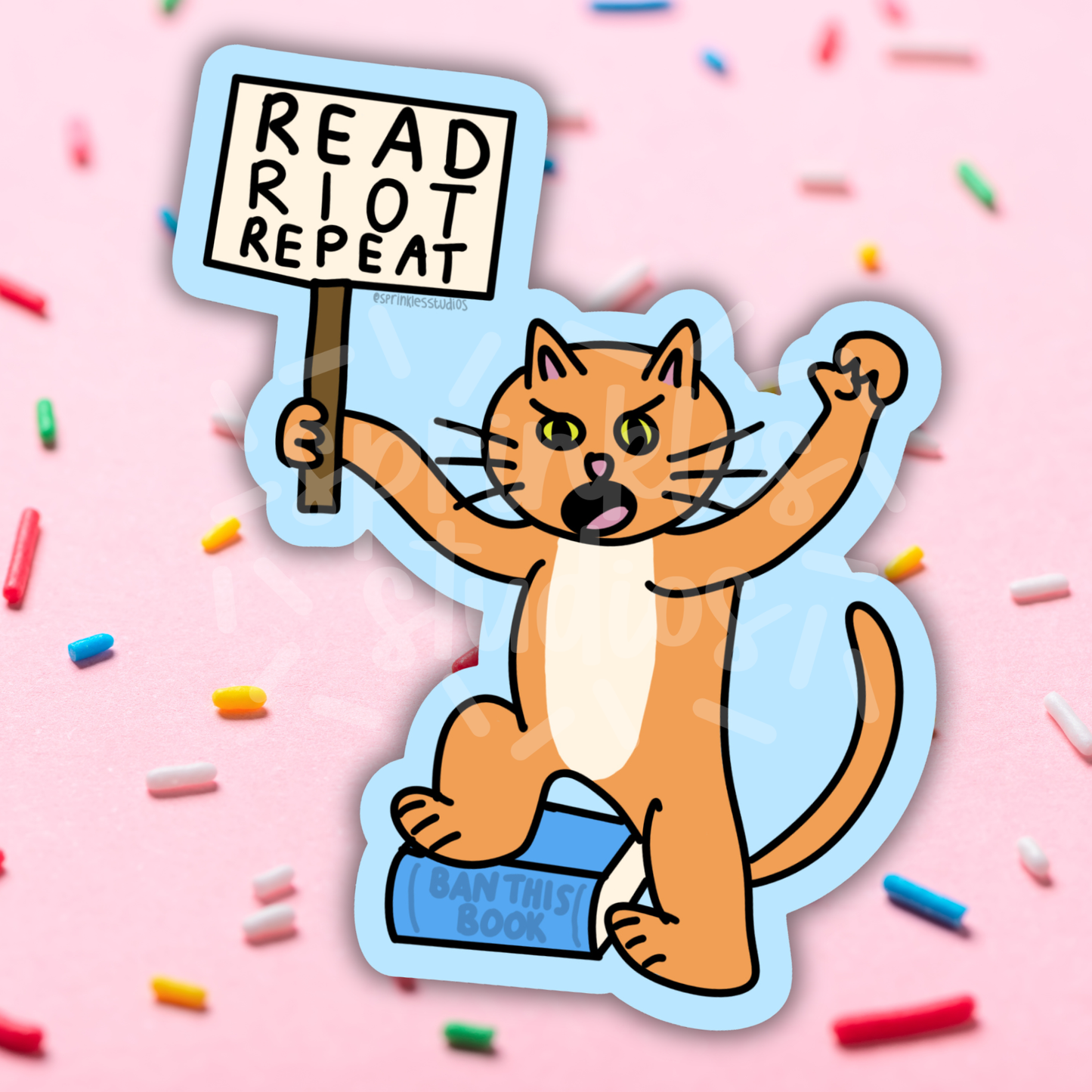 Read Riot Repeat Vinyl Sticker | Banned Books Protest Sticker
