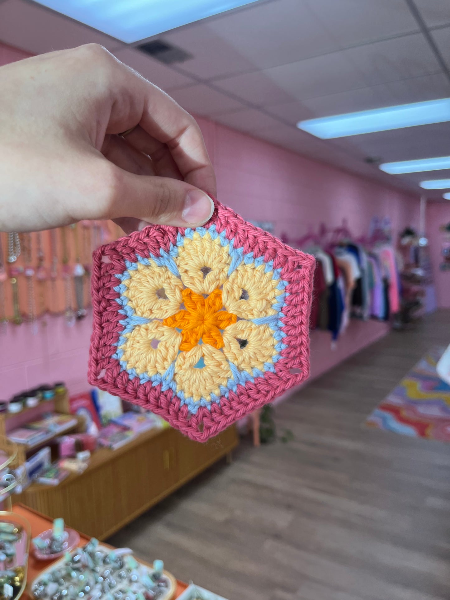 Crochet Hexagon Flower Coaster