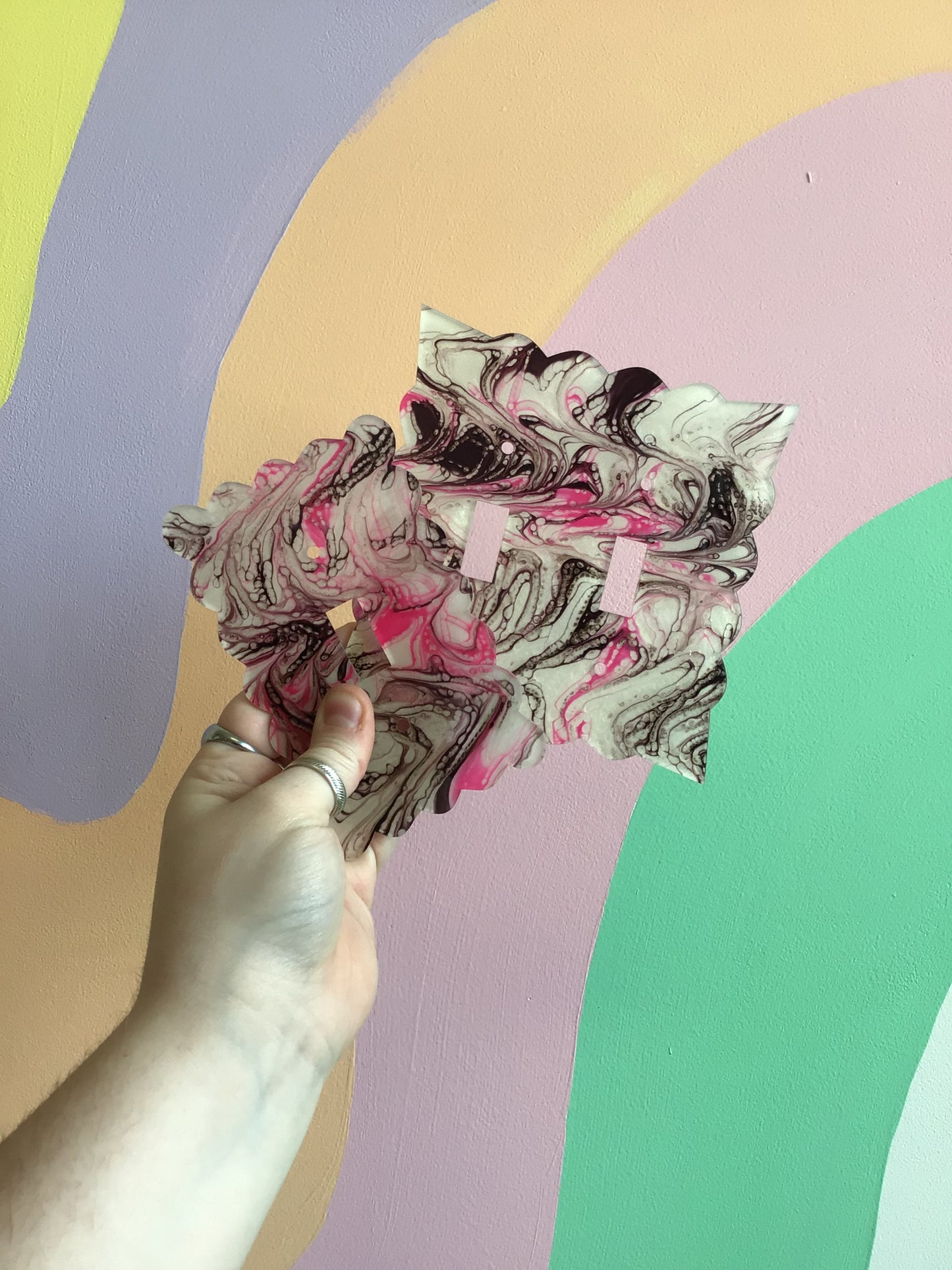 Pink and Brown Paint Swirl Outlet Covers