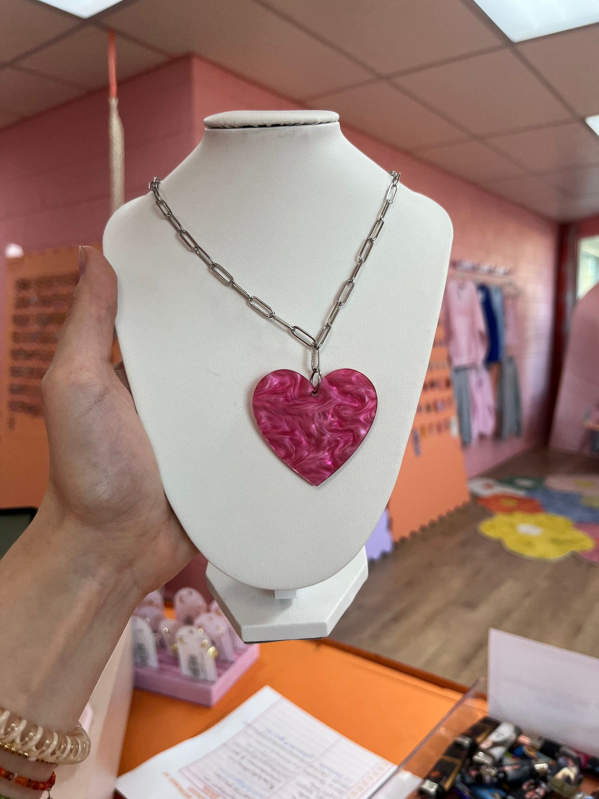 You've Got a Big Heart - Statement Acrylic Heart Charm Necklace