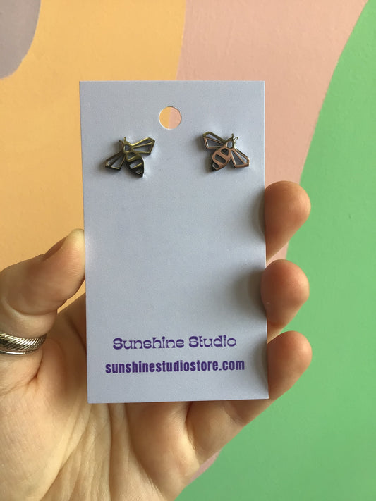 Tiny Faceted Bee Studs