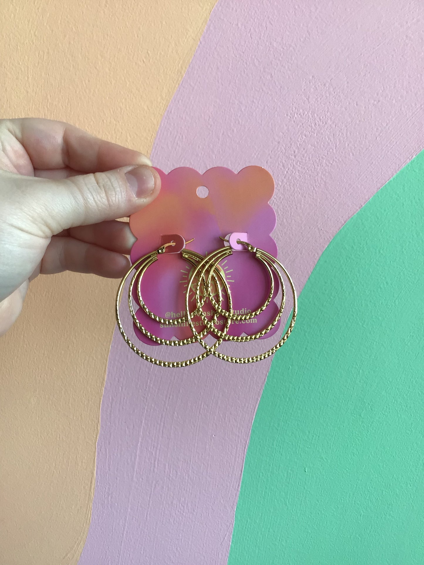 Triple Textured Stainless Steel Hoops