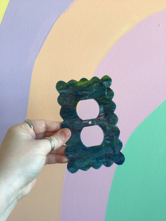 Green Galaxy Glitter Outlet Covers