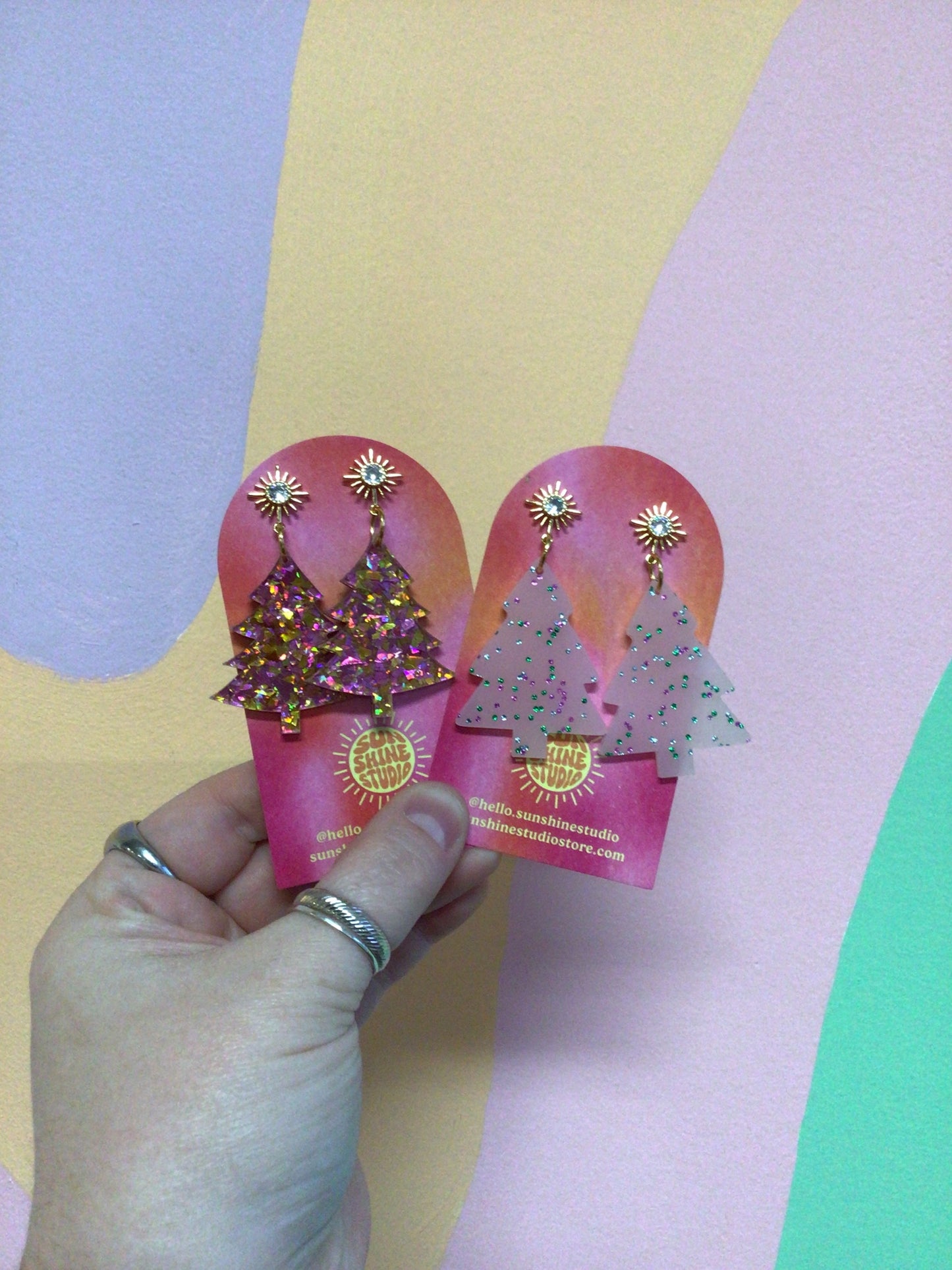 Pink Sparkly Holiday Trees