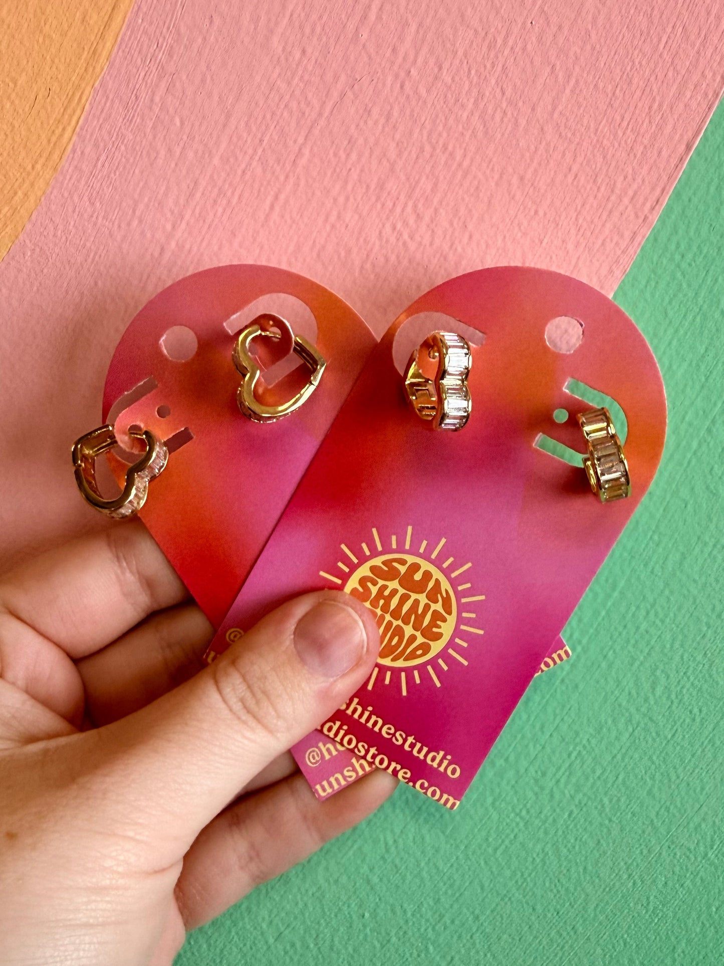 Sparkle Heart Gem Hoops