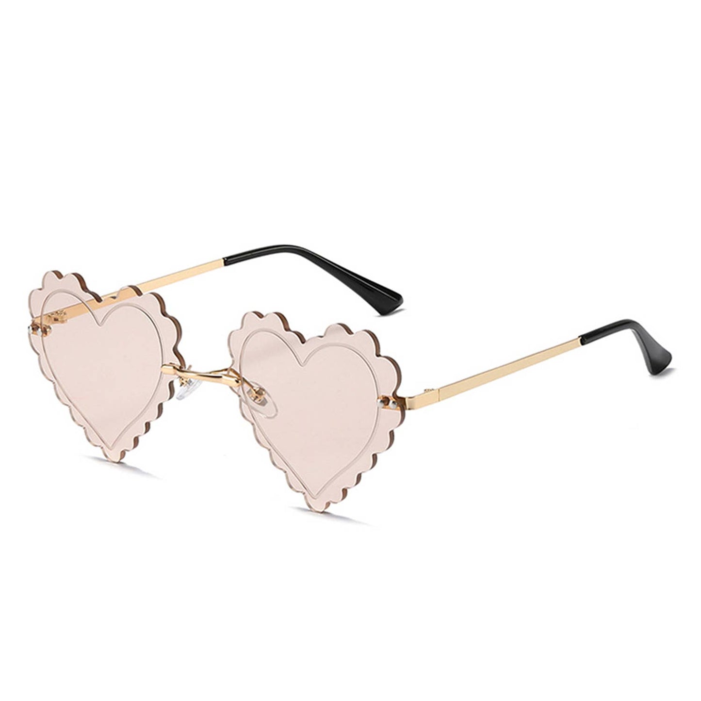 Rimless Playful Tinted Heart Shape Sunglasses: No Packaging