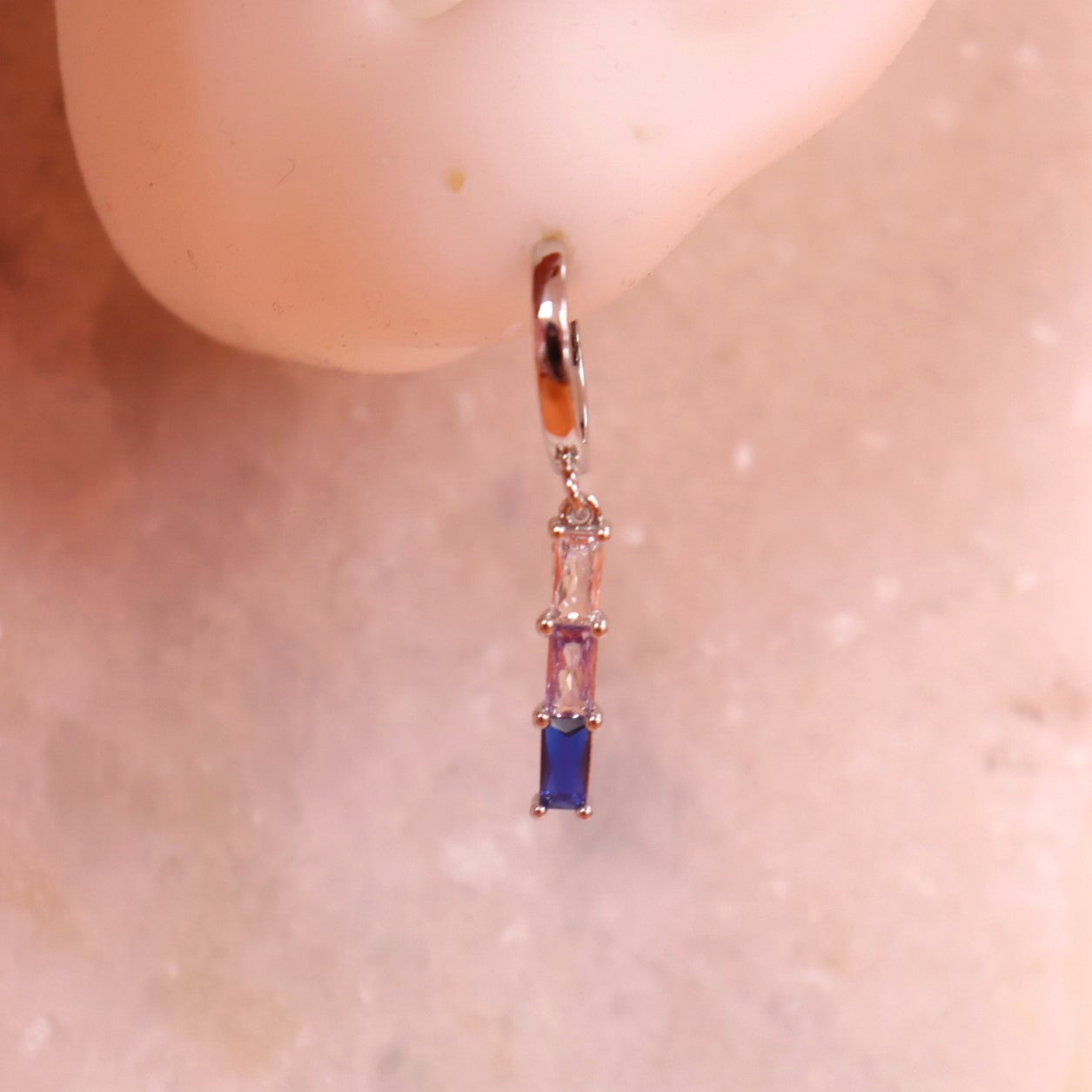 Violet Blue Stacked Gem - Mix and Match Earring