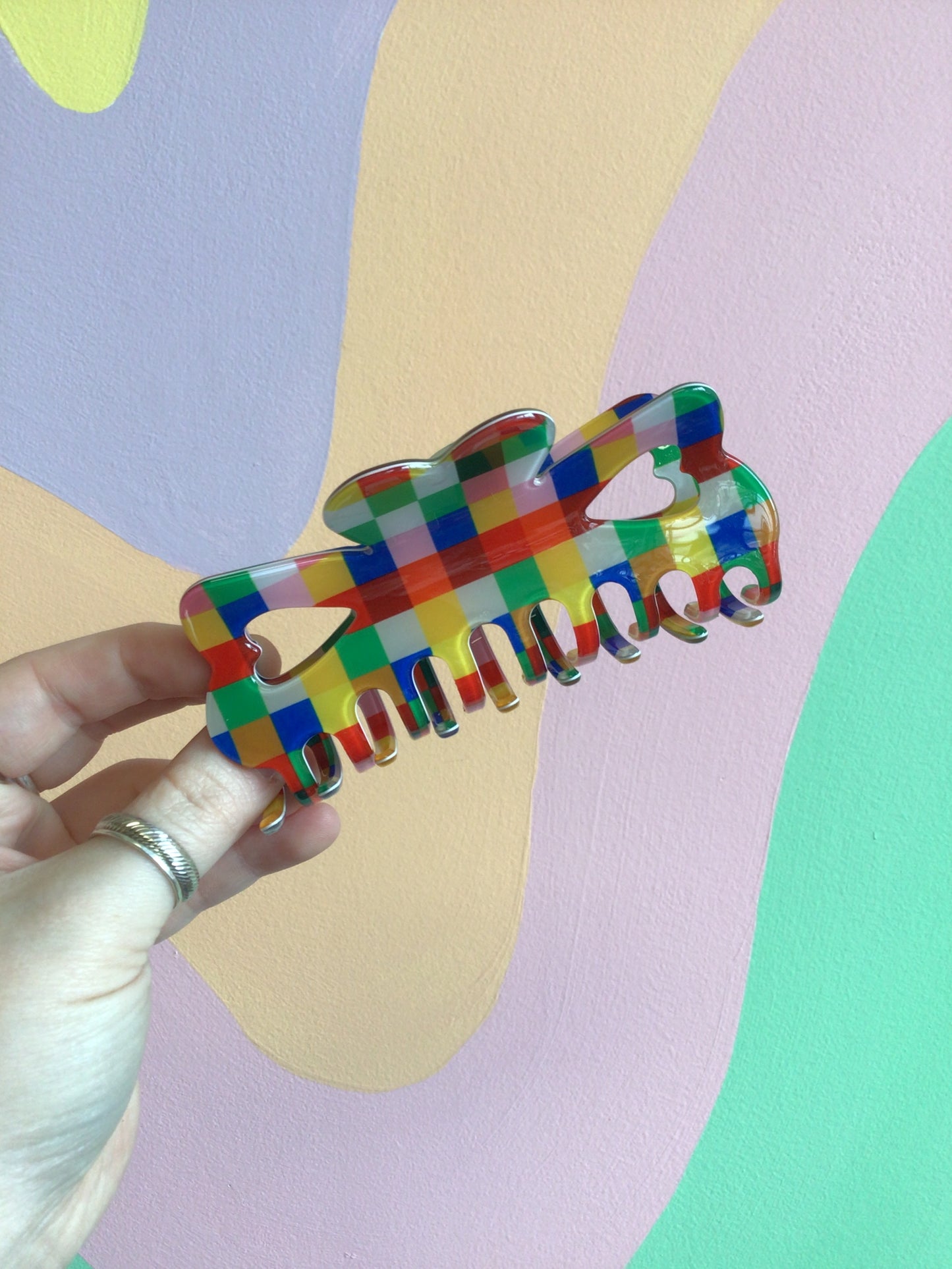 Rainbow Pixels Hair Claw