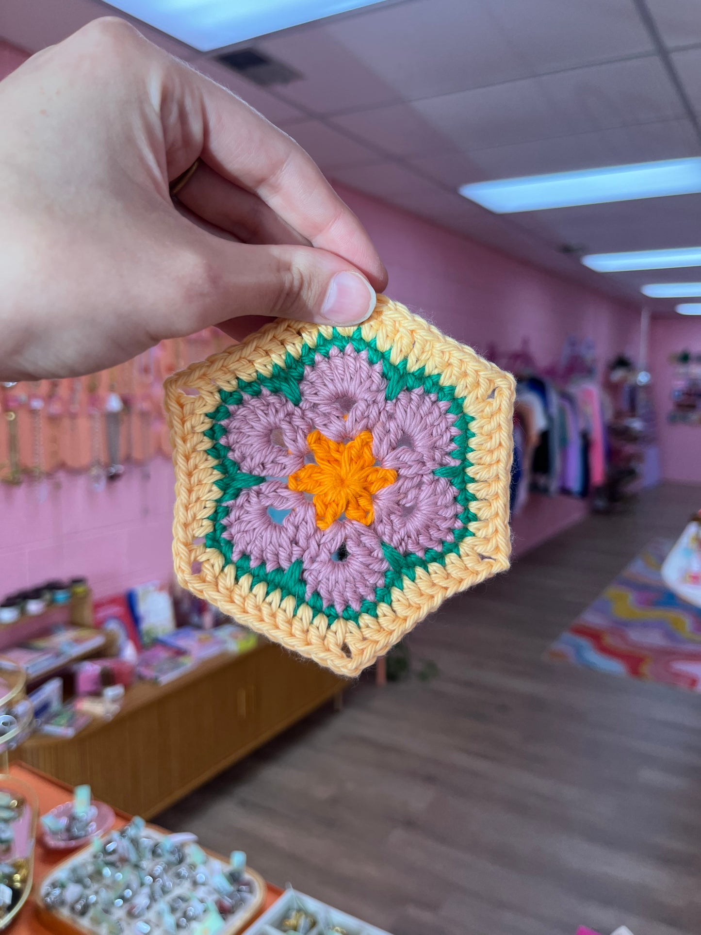 Crochet Hexagon Flower Coaster