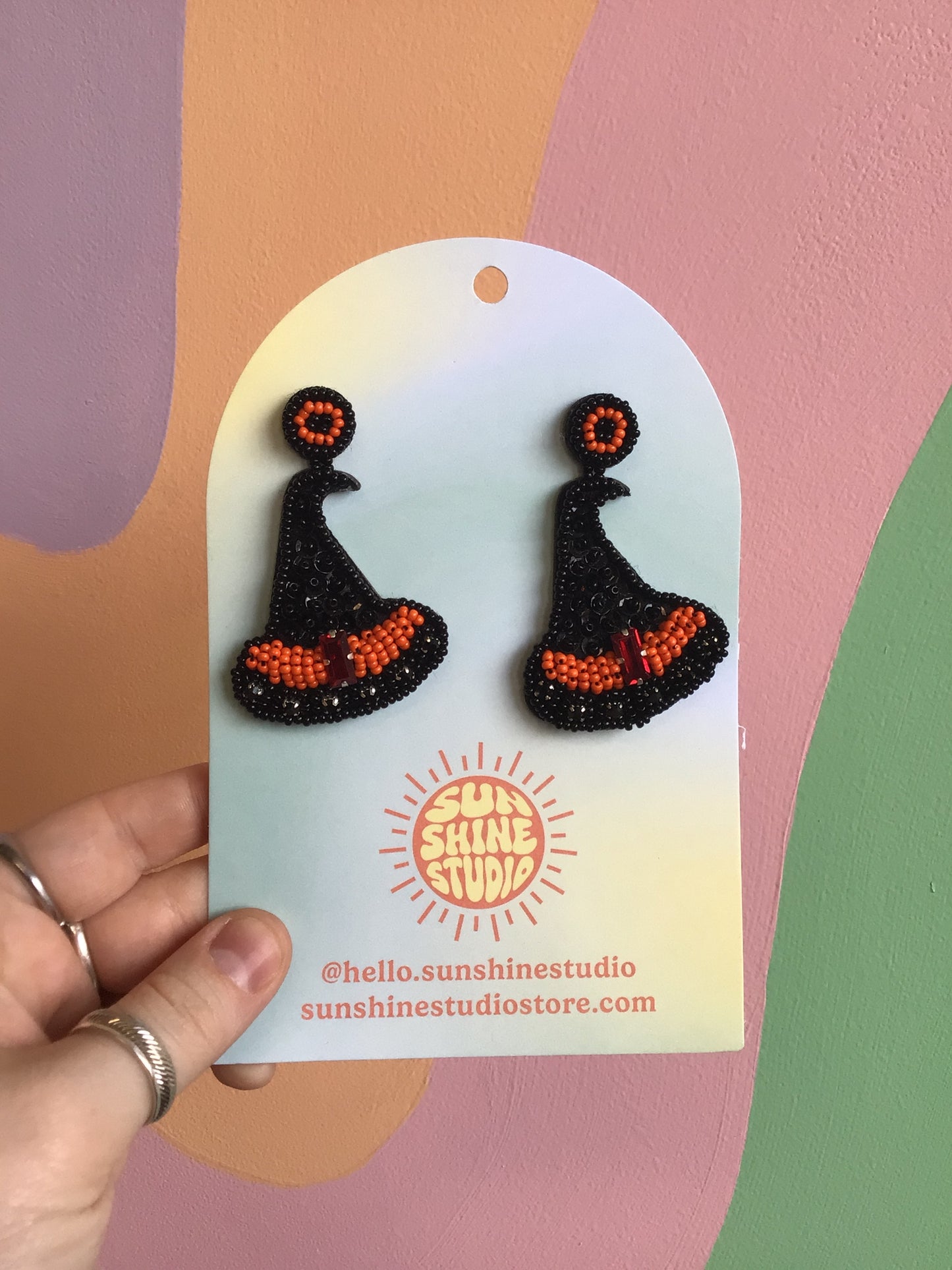 Beaded Witch Hat Earrings