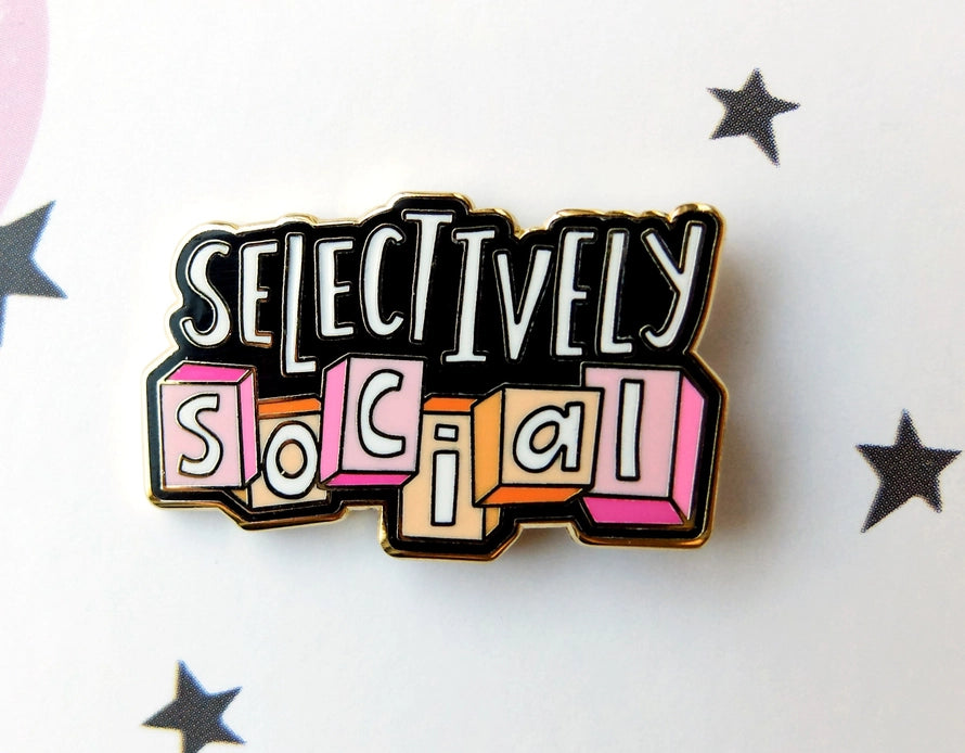 Selectively Social Enamel Pin