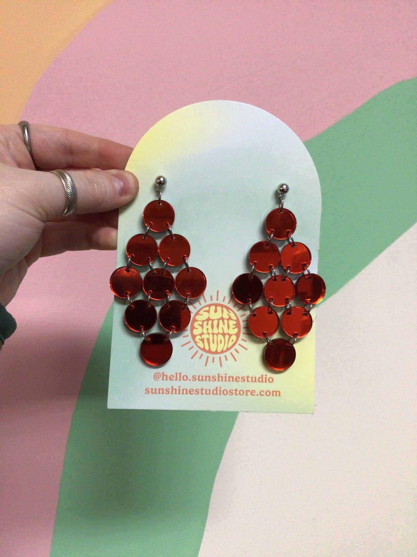 Dancing Medallion Statement Acrylic Earrings
