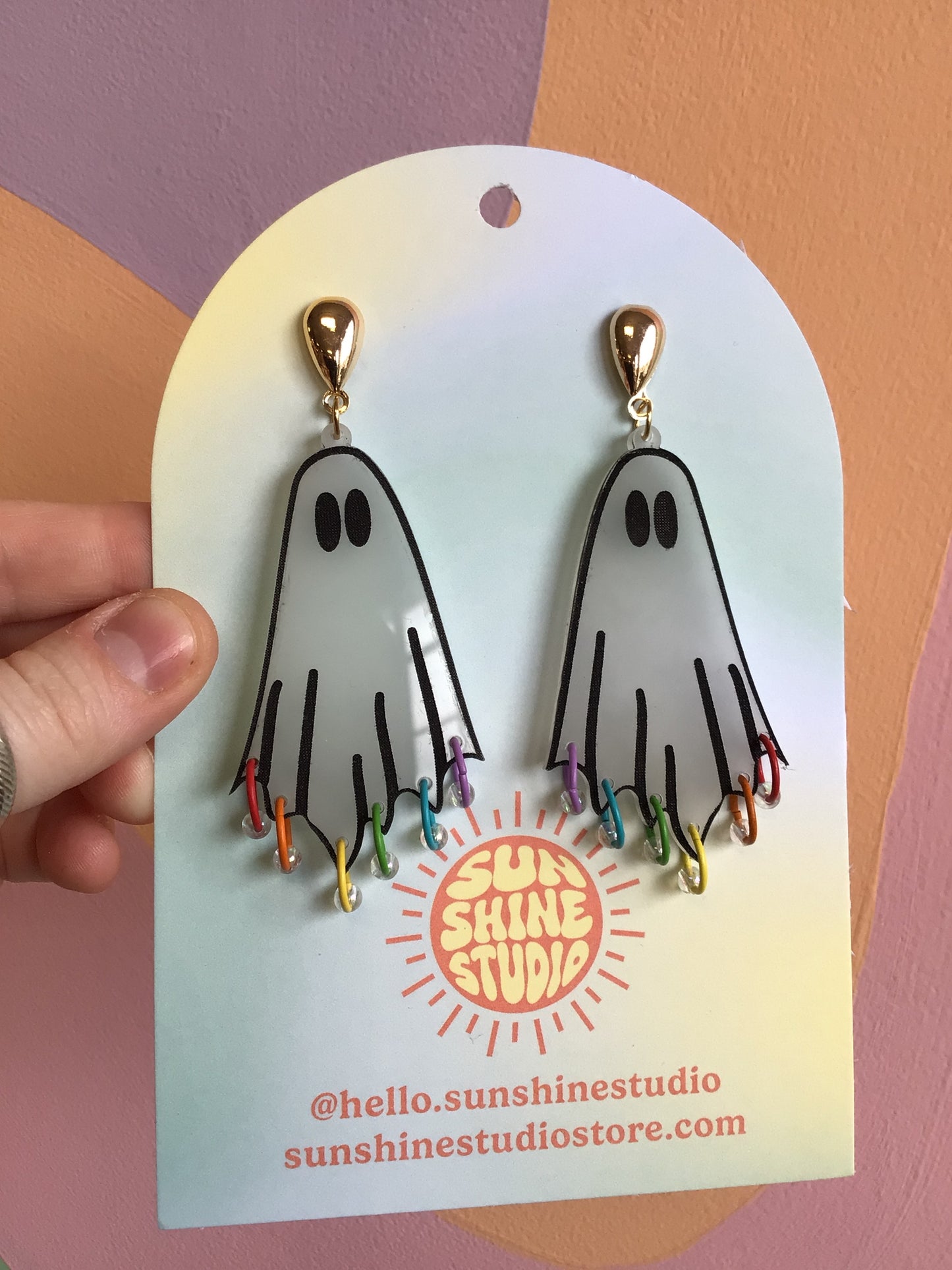 Ghoul Friends-Rainbow Ghost Earrings