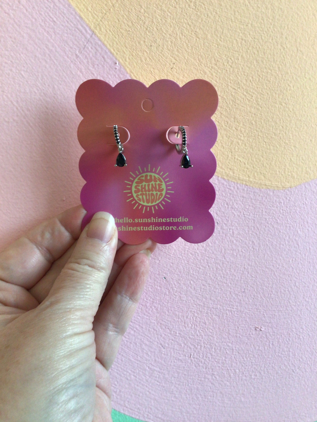 Midnight Gem Huggie Dangles