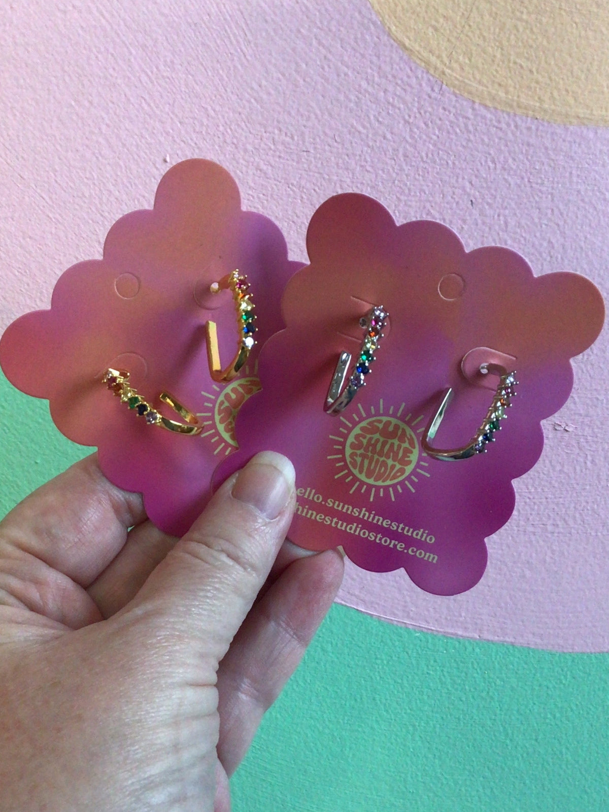 Rainbow Gem Open Hoop