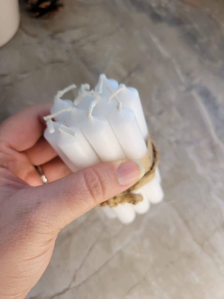 Set of 10 mini Candles 4" chime unscented Home Decor: Brown