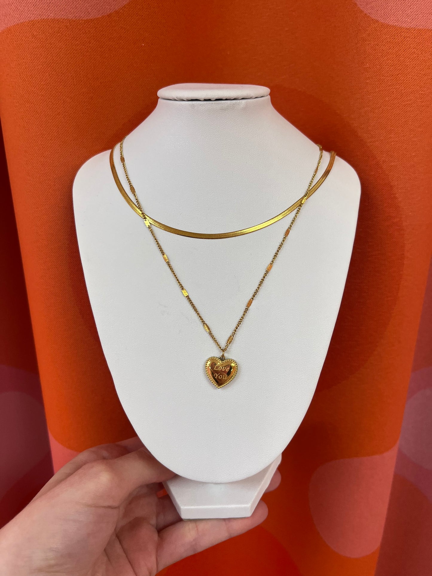 Love You Stacked Titanium Necklace