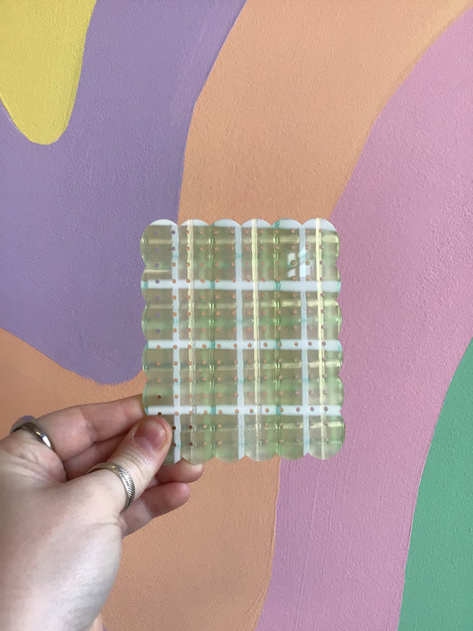 Metallic Green Plaid Traveling Earring Holder