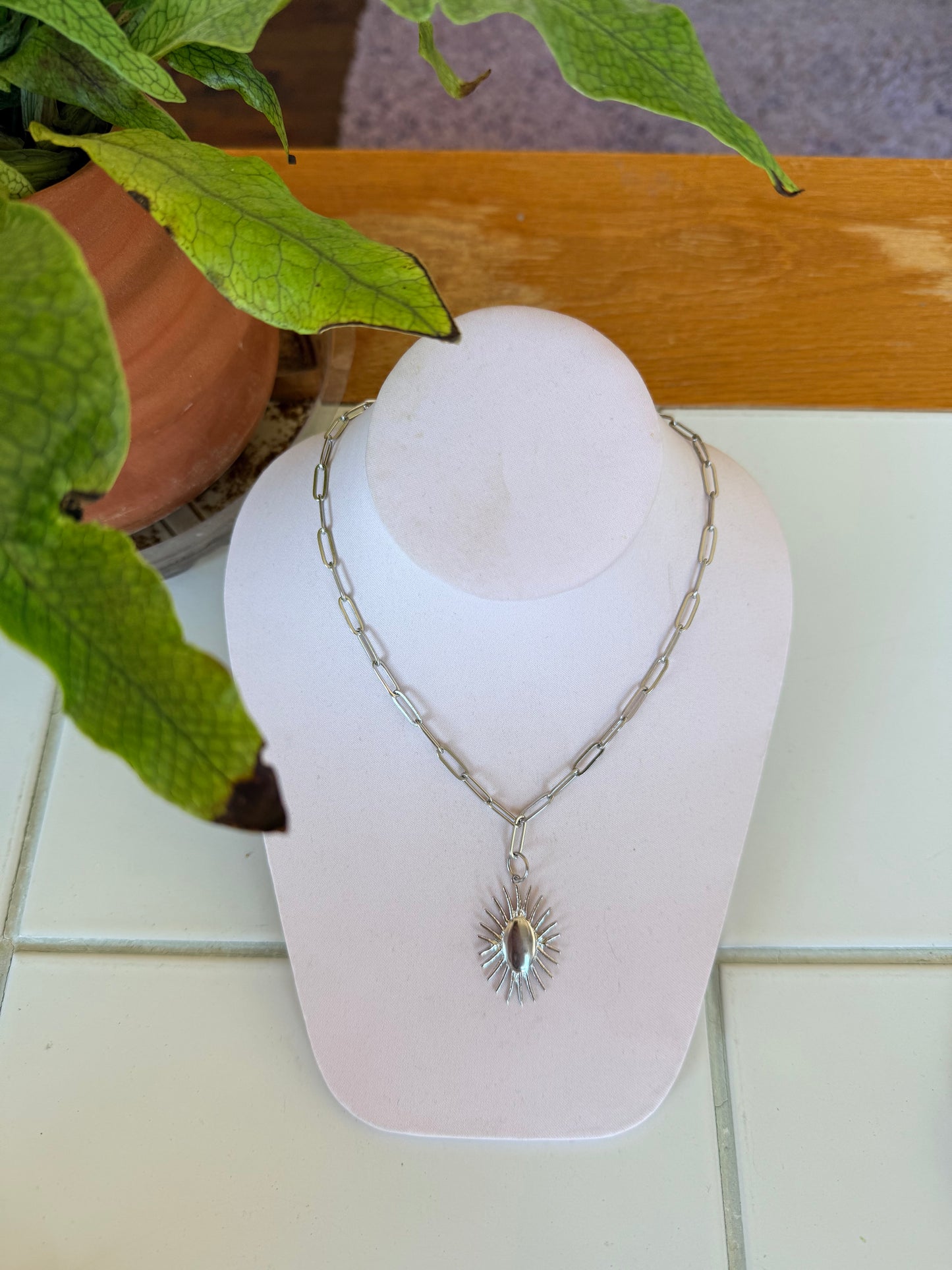 Art Deco Sun Charm Necklace