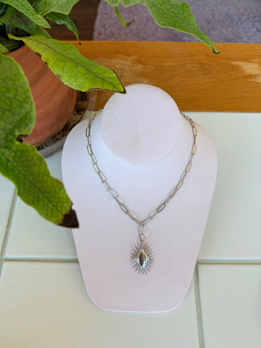 Art Deco Sun Charm Necklace