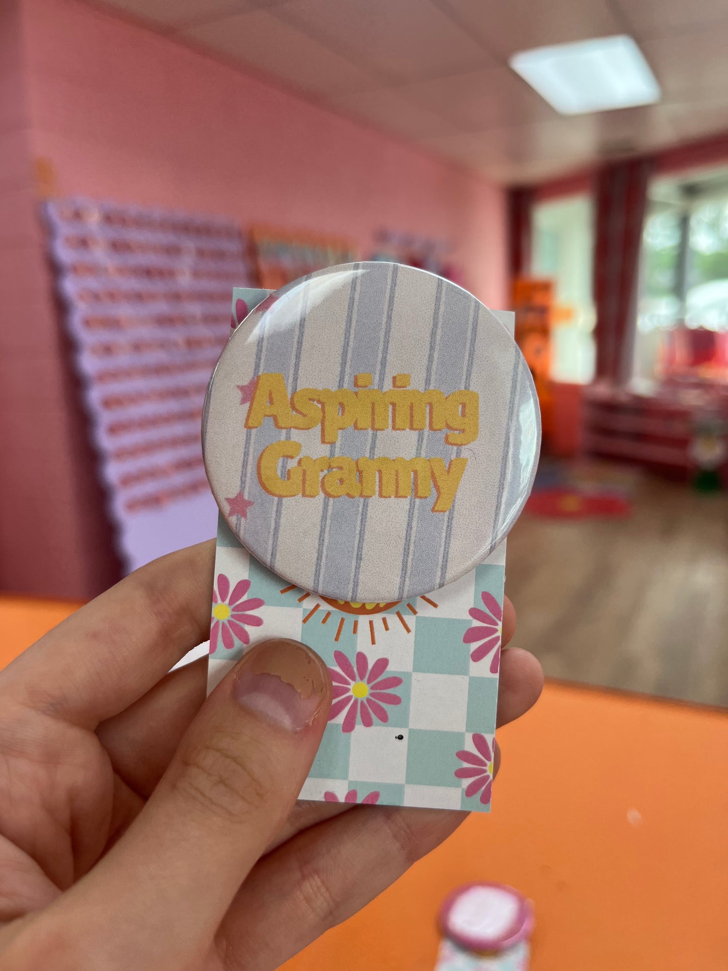Aspiring Granny pin-back button