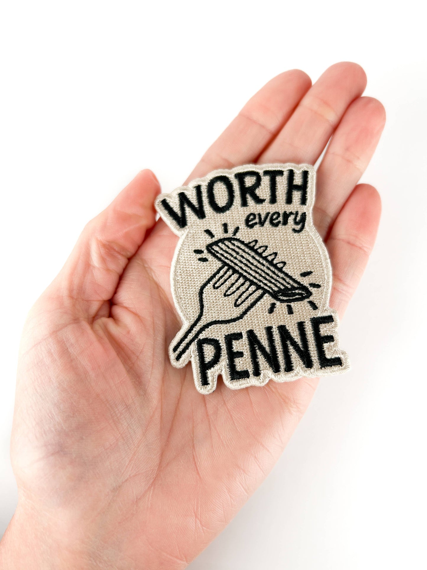 Worth Every Penne Embroidered Patch Funny Pasta Iron On Hats