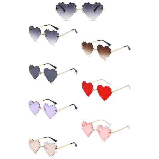 Rimless Playful Tinted Heart Shape Sunglasses: No Packaging