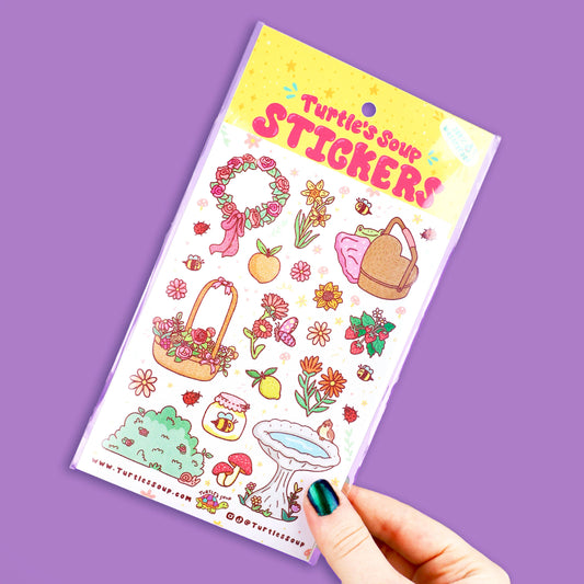 Cottage Core  Garden Stationery  Sticker Sheet
