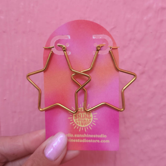 Stainless Steel Dramatic Star Hoop