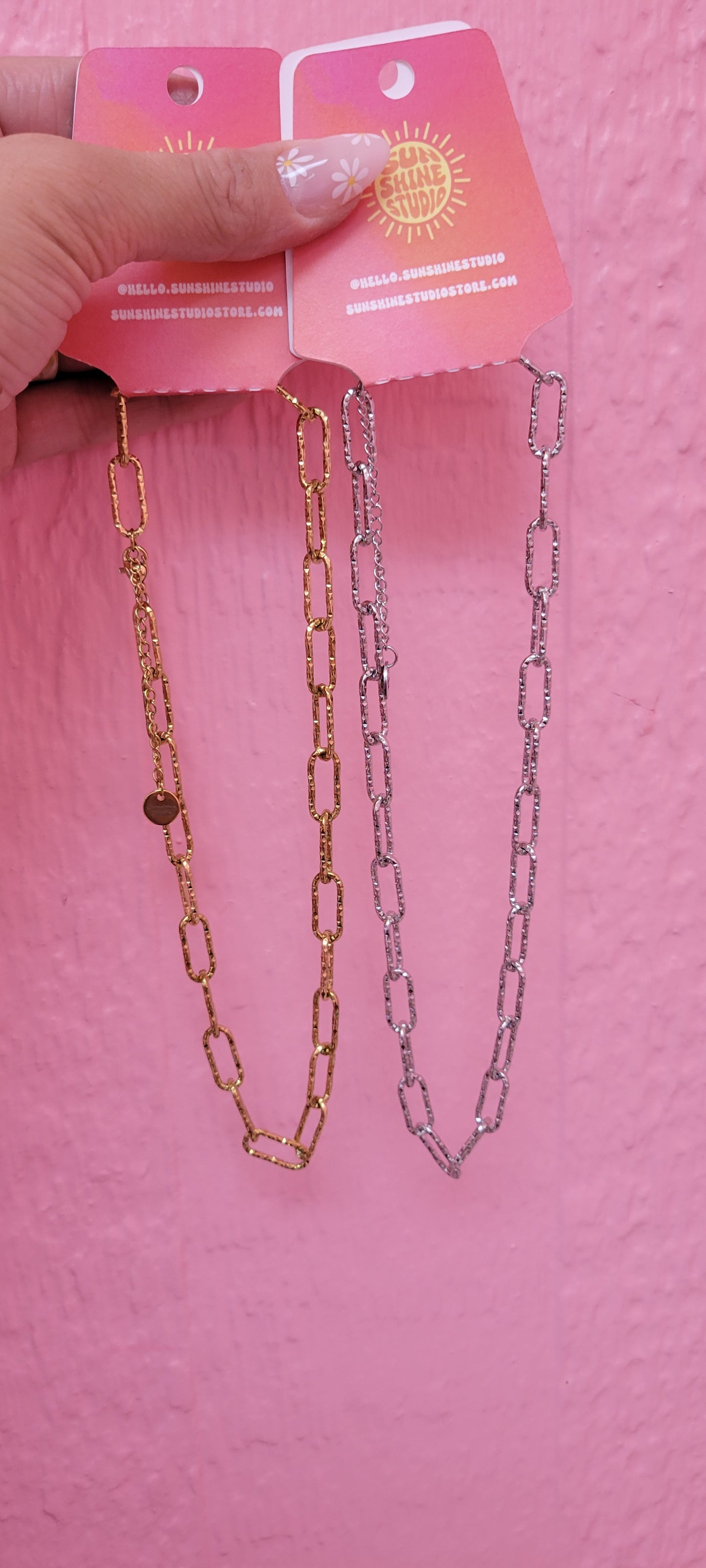 Textured Paperclip Chain Titanium Necklace