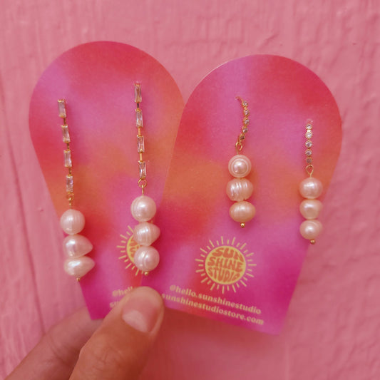 Delicate Freshwater Pearl Stack Earrings