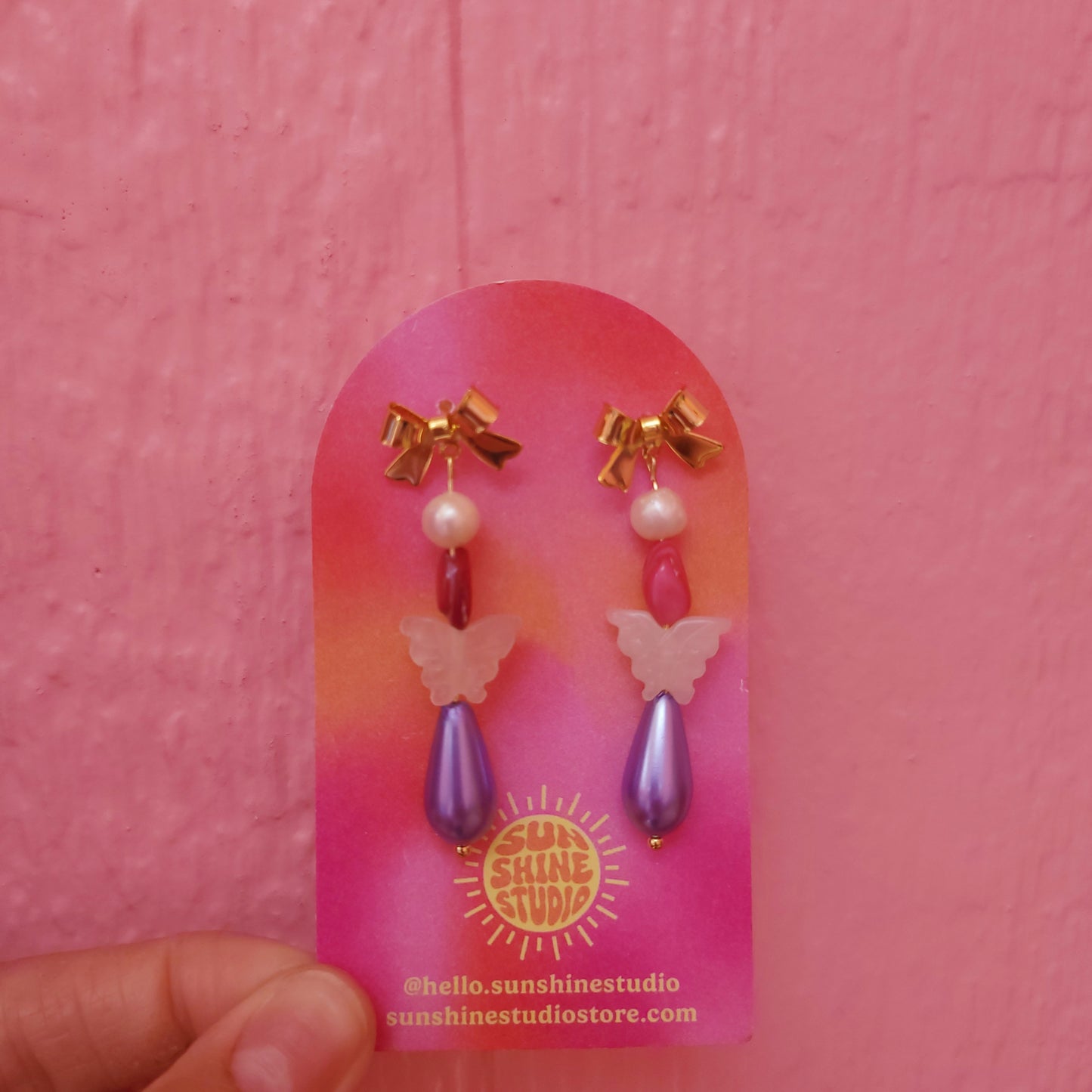 Fanciful Butterfly Pearl Earrings