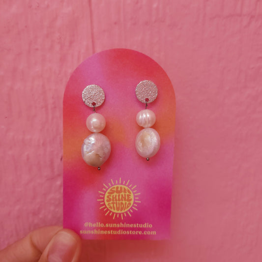 Glimmering Keshi Pearl Earrings