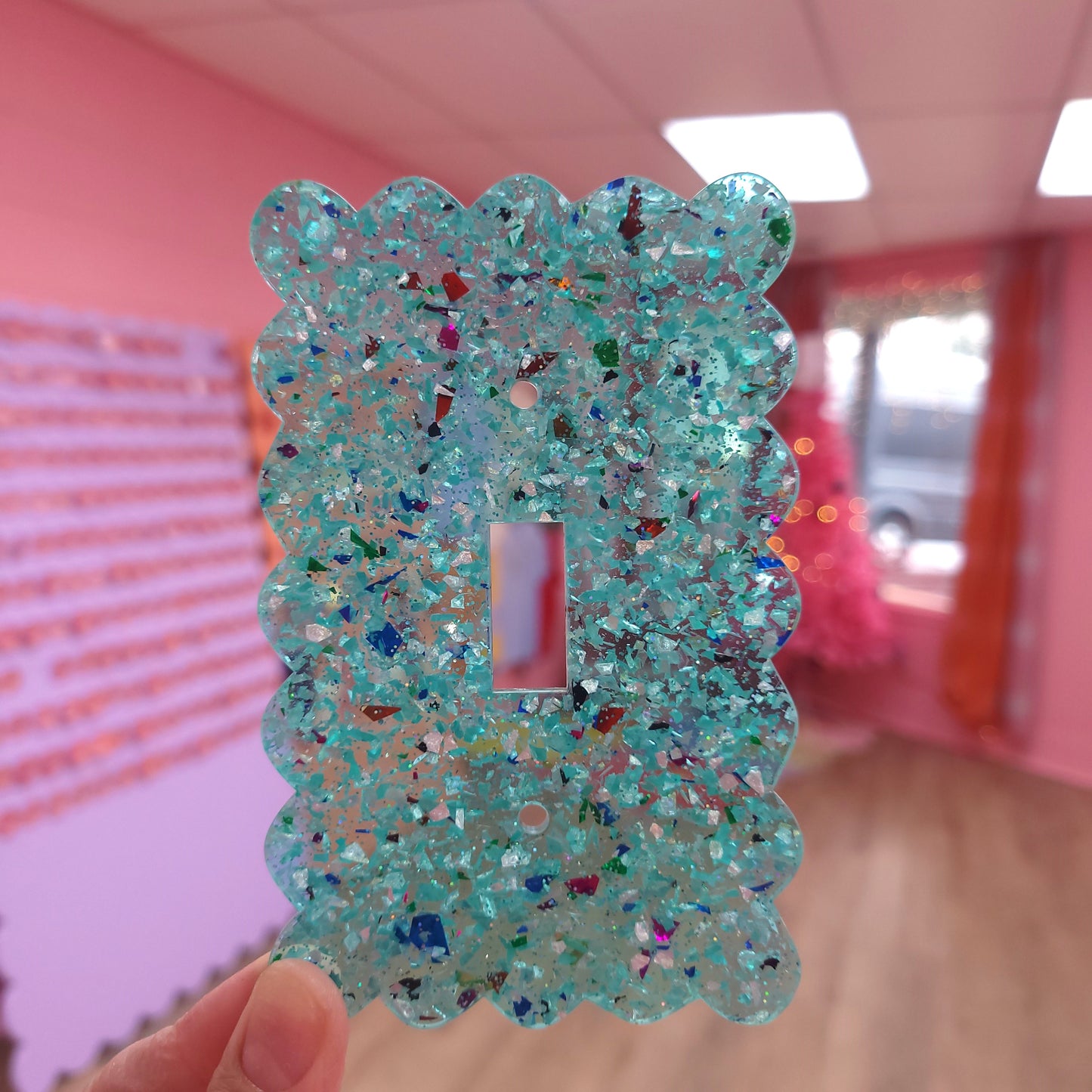 Teal Glitter Outlet Covers
