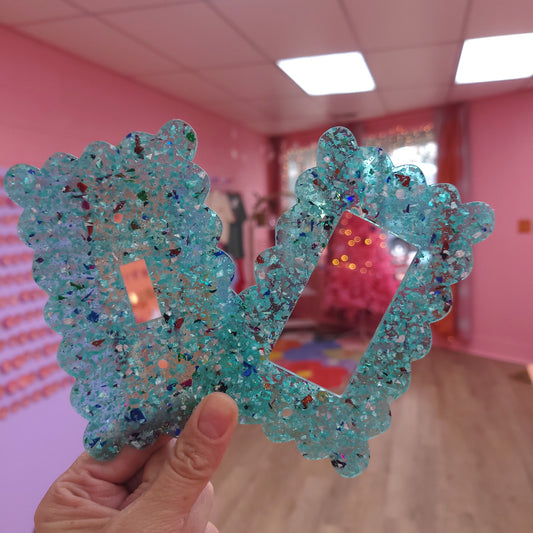 Teal Glitter Outlet Covers